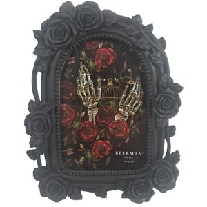 Beekman Home Gothic Rose Picture Frame 4x6 Black Skeleton Hands Halloween